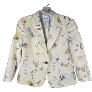 🌸 QL2 Quelledue Linen Blend Floral Print Blazer Jacket - Size 44 (US 8)